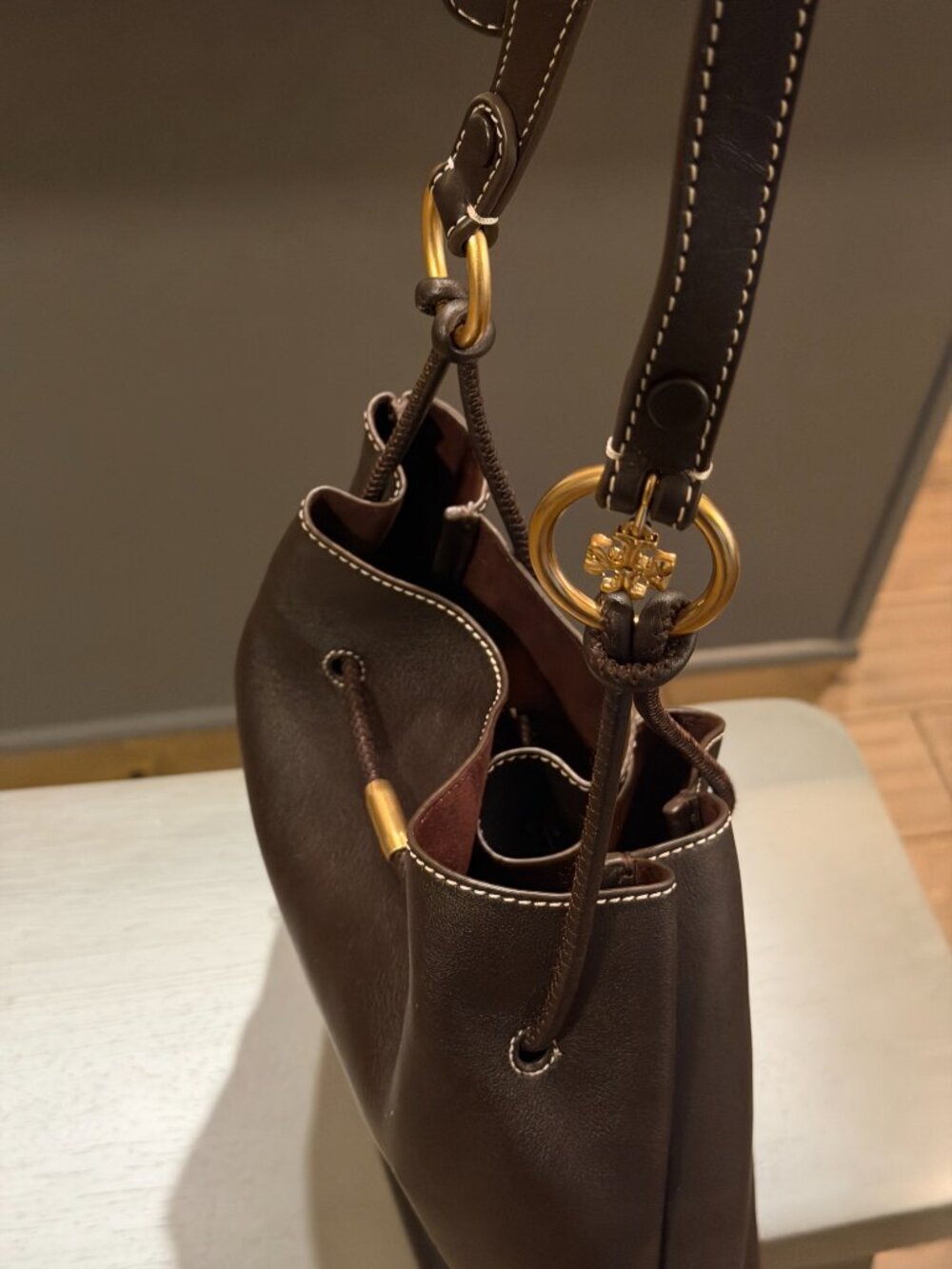 Tory Burch Dark Brown Leather Hobo with Gold Hardware - Picture 5 of 5